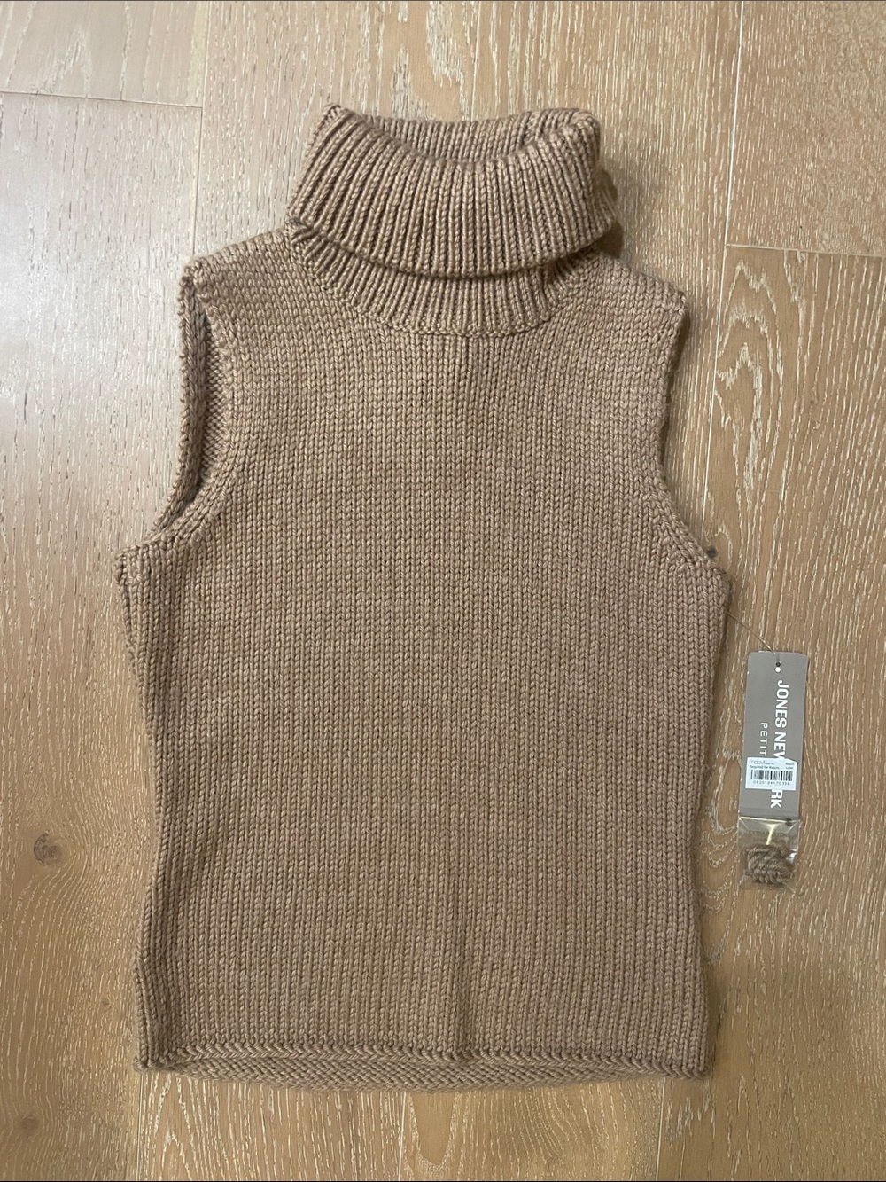Jones New York Sleeveless Turtleneck Sweater - Camel Brown